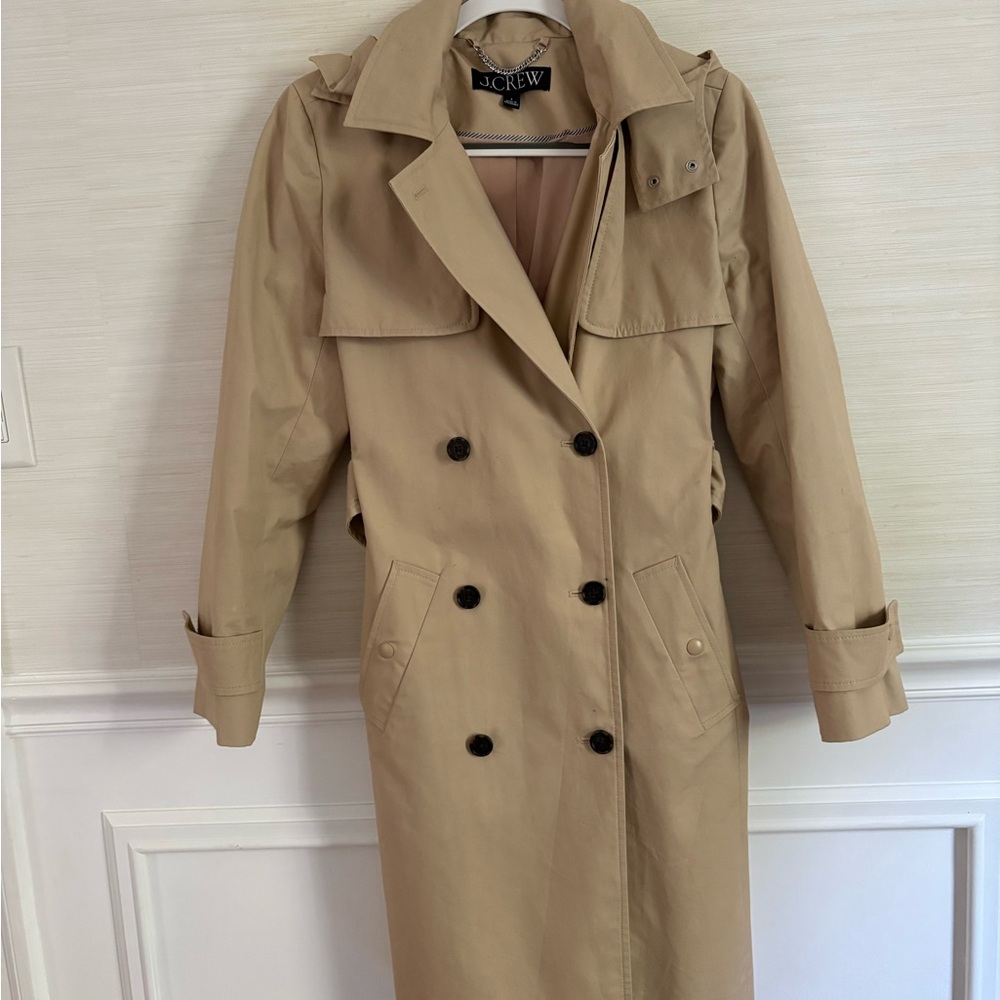 J. Crew Women's Hooded Beige Trench Coat - 6
